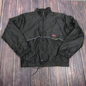 ASICS Jacket Mens M Black Windbreaker GORE-TEX Lined Full Zip Pockets Reflective